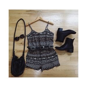 Bold Abstract Geo Stripe Printed Cami Romper